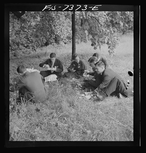 Untitled photo, possibly related to: Washington, D.C. International youth assembly. Luncheon for delegates on the lawn at American University