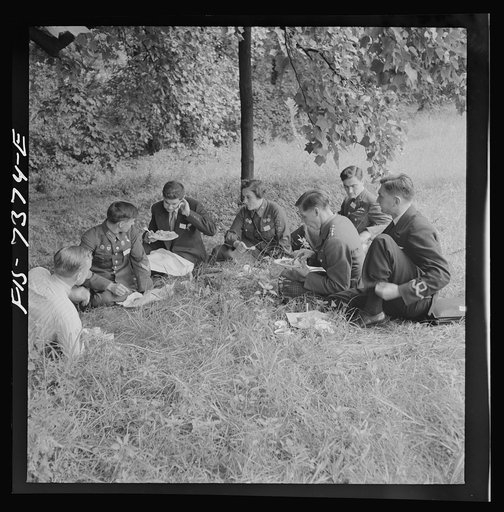 Washington, D.C. International youth assembly. Luncheon for delegates on the lawn at American University