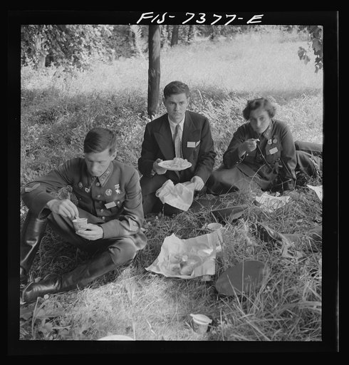 Untitled photo, possibly related to: Washington, D.C. International youth assembly. Luncheon for delegates on the lawn at American University