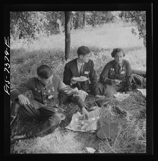 Untitled photo, possibly related to: Washington, D.C. International youth assembly. Luncheon for delegates on the lawn at American University