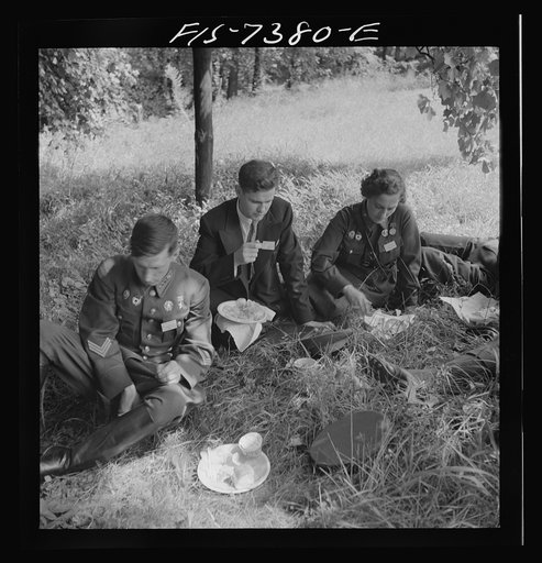 Untitled photo, possibly related to: Washington, D.C. International youth assembly. Luncheon for delegates on the lawn at American University