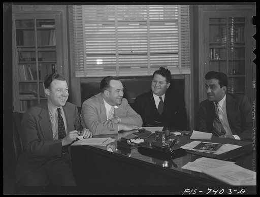 Detroit, Michigan. Officals of the United Automobile Workers (UAW). Left to right, Walter P. Reuther, vice-president; R.J. Thomas, president; Richard T. Frankensteen, vice-president; George Addes, secretary-treasurer
