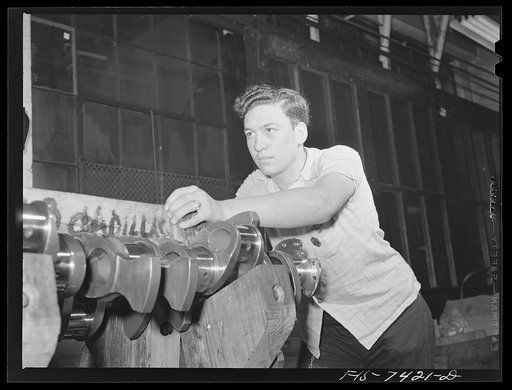 Detroit, Michigan. Apprentice at the Allison Motor Plant