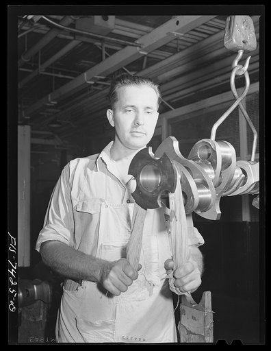 Detroit, Michigan. Crankshaft inspector at the Allison Motors plant