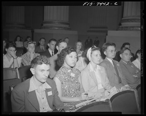 Washington, D.C. International student assembly. Group of Chinese students at the assembly