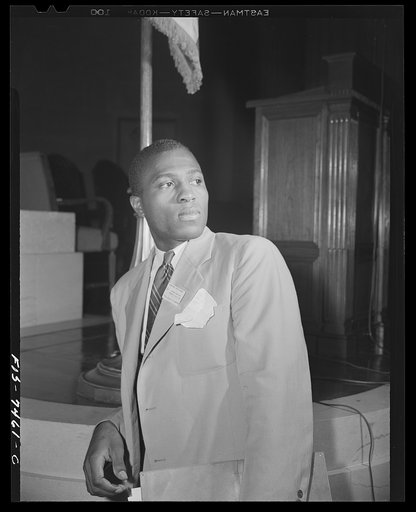 Washington, D.C. International student assembly. Charles Campbell, a student at Howard University, secretary of the officiating committee