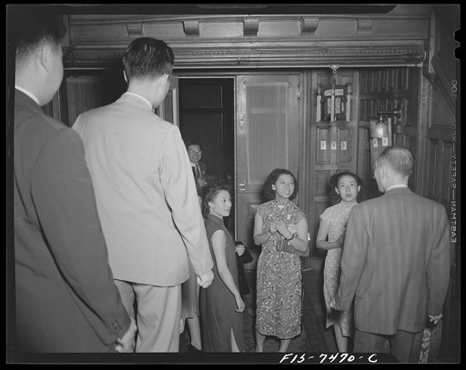 Untitled photo, possibly related to: Washington, D.C. International student assembly. Dr. Hu Shih, the Chinese ambassador, receiving a delegation of students at the Chinese embassy