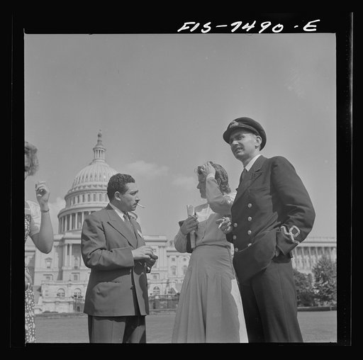 Washington, D.C. International student assembly. Abd El Hamid Zaki, a delegate from Egypt; Barbro Skagerlind, a delegate from Sweden and Sub Lieutenant Richard Miles of Great Britain
