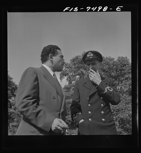 Washington, D.C. International student assembly. Abd El Hamid Zaki, a delegate from Egypt and Sub Lieutenant Richard Miles of Great Britain