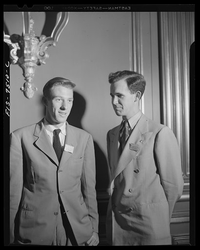 Washington, D.C. International student assembly. Australian delegates Bryan J. Kelleway and Ian McGregor, a student at Northwestern University