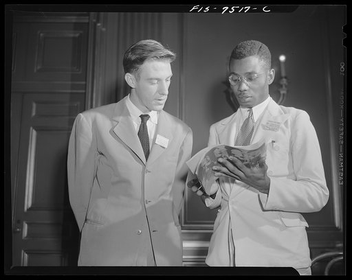 Washington, D.C. International student assembly. Ian McGregor, a delegate from Australia, and Julius B.C. Etuda Okala, a delegate from Nigeria