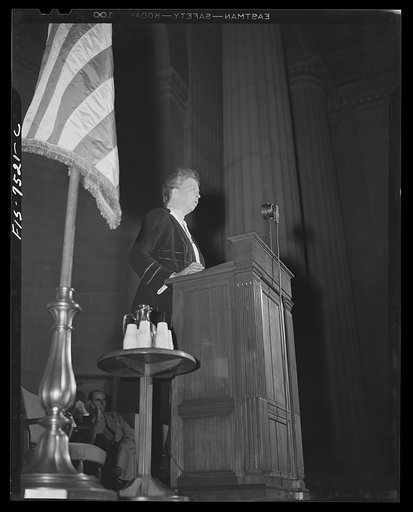 Washington, D.C. International student assembly. Mrs. Franklin D. Roosevelt addressing assembly