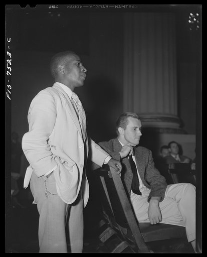 Untitled photo, possibly related to: Washington, D.C. International youth assembly. James T. Wright of Howard University, a delegate from the National Association for the Advancement of Colored People (NAACP)