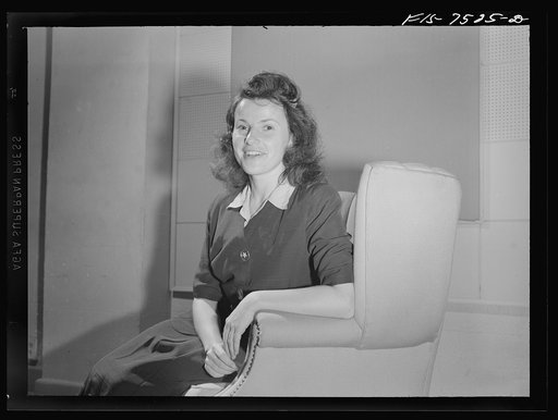 Washington, D.C. Foreign students at the International student assembly recording short talks in their native language to be broadcast by shortwave after censorship by the Office of War Information (OWI) to Nazi-held territory. Niquett, speaking in French and Flemish, referred to Mrs. Roosevelt's in