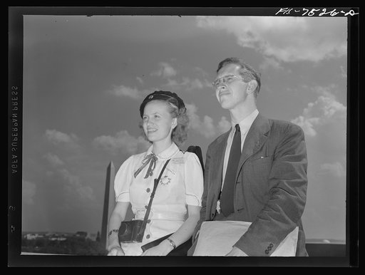 Washington, D.C. Foreign students at the international student assembly recording short talks in their native language to be broadcast by shortwave, after censorship by the Office of War Information (OWI), to Nazi-held territory. Filla and Toy, speaking Norwegian. The girl in a Norwegian student's c