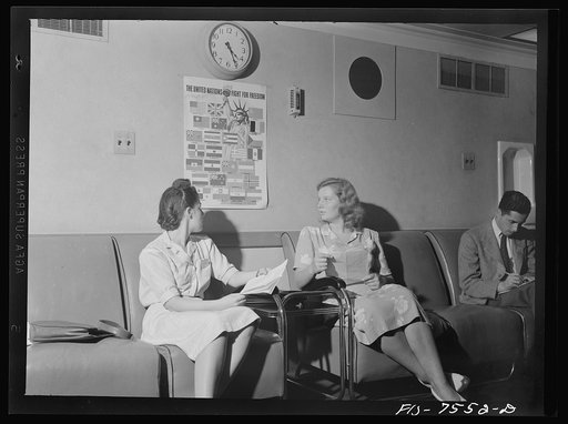 Washington, D.C. Foreign students at the international student assembly recording short talks in their native language, to be broadcast by shortwave, after censorship by the Office of War Information (OWI), to Nazi-held territory