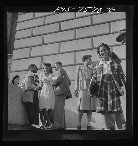 Washington, D.C. International student assembly. Students in front of the interdepartmental auditorium
