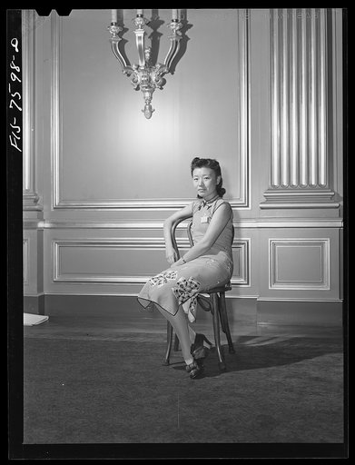 Untitled photo, possibly related to: Washington, D.C. International youth assembly. A well-known Chinese actress, just arrived from Chungking, who visited the assembly