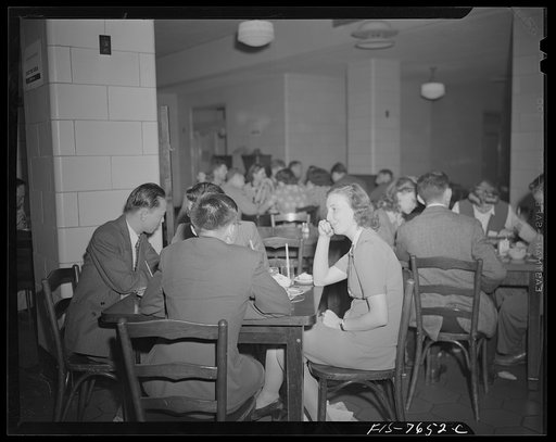 Untitled photo, possibly related to: Washington, D.C. International student assembly. International students eating in the Interstate Commerce Commission cafeteria