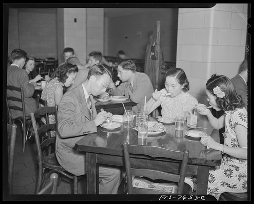 Washington, D.C. International student assembly. Chinese students eating in the Interstate Commerce Commission cafeteria