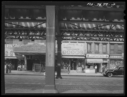 New York, New York. Elevated railway station at Fourteenth Street and Third Avenue