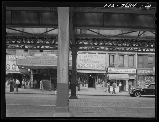 Untitled photo, possibly related to: New York, New York. Elevated railway station at Fourteenth Street and Third Avenue