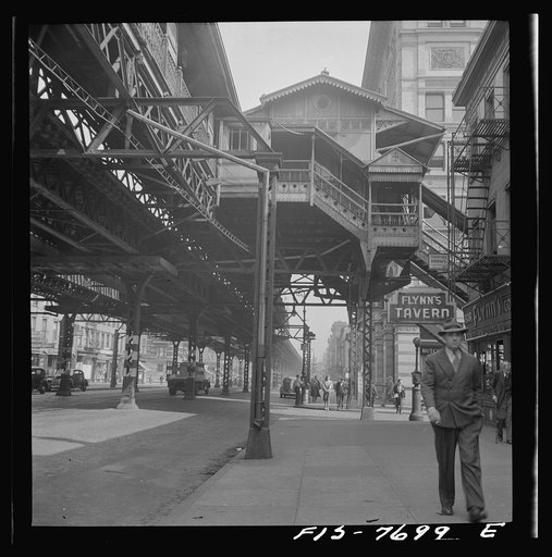 New York, New York. Third Avenue elevated railway at 18th Street