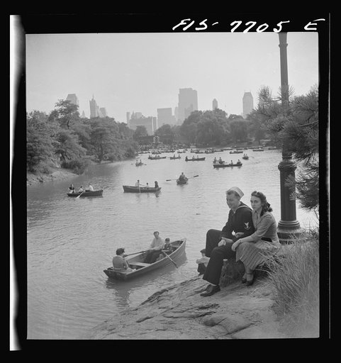 New York, New York. Looking north on Central Park lake on Sunday