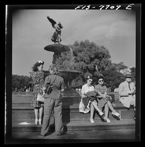 New York, New York. Fountain at the mall in Central Park on Sunday