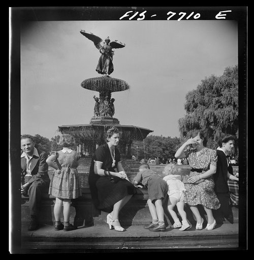 New York, New York. Fountain at the mall in Central Park on Sunday