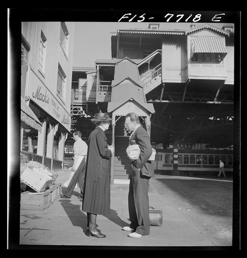 Untitled photo, possibly related to: New York, New York. 94th Street station of the Third Avenue elevated railway at 8 a.m.