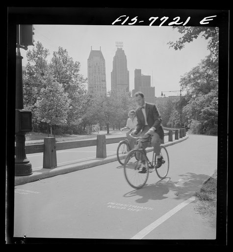 Untitled photo, possibly related to: New York, New York. Bicycling in Central Park on Sunday