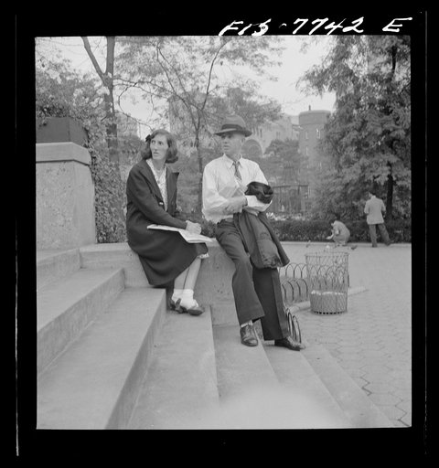 Untitled photo, possibly related to: New York, New York. On the steps of the Central Park restaurant on Sunday