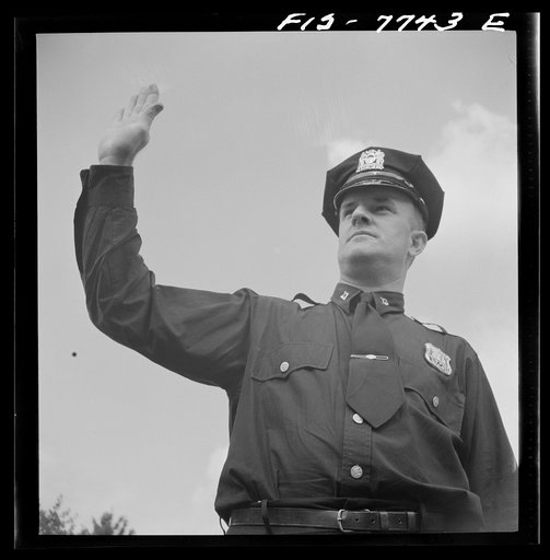 Untitled photo, possibly related to: New York, New York. Irish-American policeman in Central Park