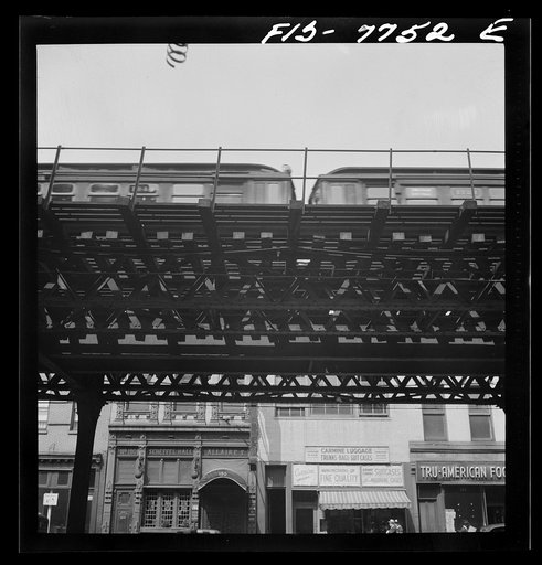 New York, New York. Third Avenue elevated railway at 17th Street near the German-American club