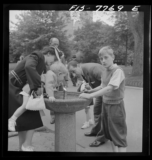 New York, New York. Drinking fountain in Central Park on Sunday