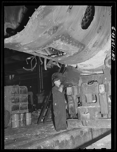 Chicago, Illinois. Locomotive repair at the Chicago and Northwestern Railroad shops