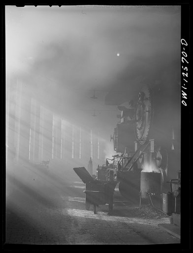 Chicago, Illinois. In the roundhouse at a yard of the Chicago and Northwestern Railroad