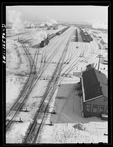 Untitled photo, possibly related to: Chicago, Illinois. General view of one of the yards of the Chicago and Northwestern Railroad