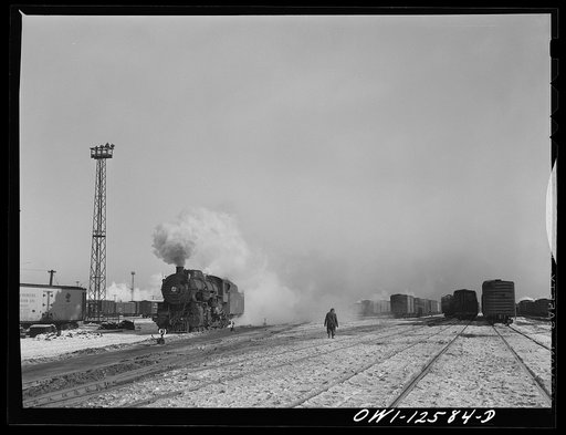 Chicago, Illinois. In one of the make-up yards at a yard of the Chicago and Northwestern Railroad