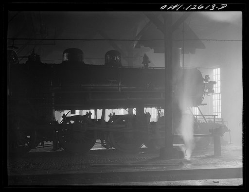 Chicago, Illinois. In the roundhouse at a yard of the Chicago and Northwestern Railroad
