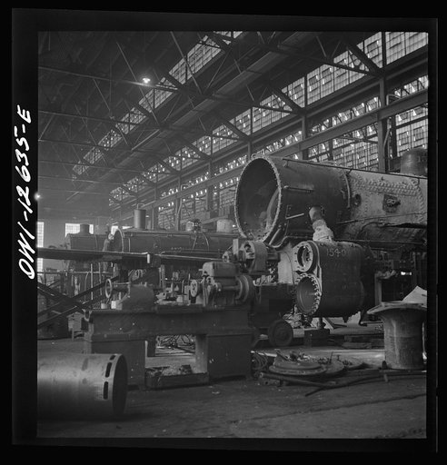 Chicago, Illinois. In the Chicago and Northwestern locomotive repair shop