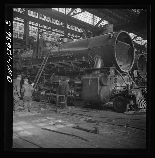 Chicago, Illinois. In the Chicago and Northwestern locomotive repair shop
