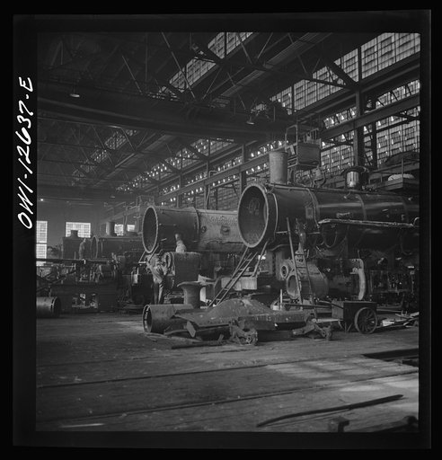 Chicago, Illinois. In the Chicago and Northwestern locomotive repair shop