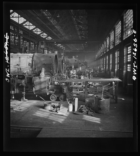 Chicago, Illinois. In the Chicago and Northwestern Railroad locomotive repair shops