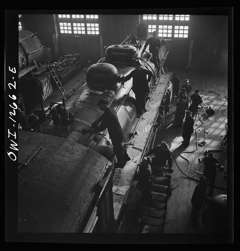 Chicago, Illinois. In the Chicago and Northwestern Railroad locomotive repair shops