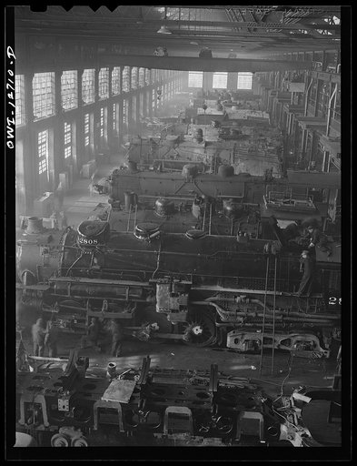 Chicago, Illinois. Chicago and Northwestern Railroad locomotive shops