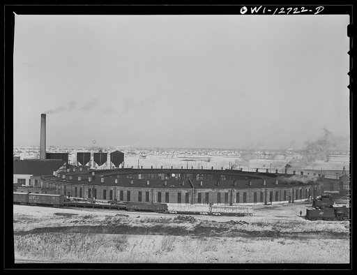 Chicago, Illinois. A Chicago and Northwestern Railroad roundhouse
