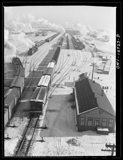 Chicago, Illinois. A general view of one of the Chicago and Northwestern Railroad classification yards