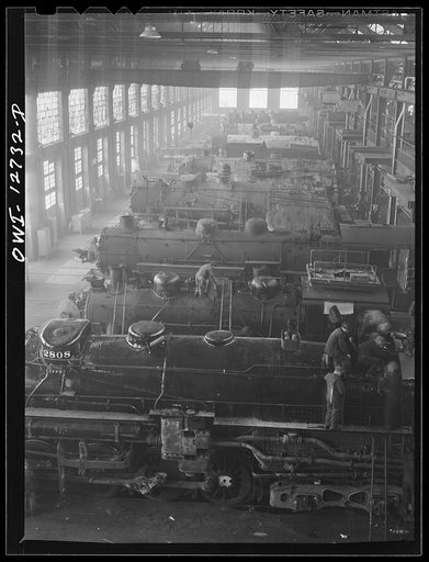 Untitled photo, possibly related to: Chicago, Illinois. Chicago and Northwestern Railroad locomotive shops